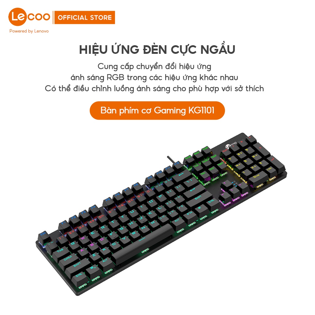 Bàn phím cơ gaming Lecoo KG1101, tích hợp đèn LED chiếu sáng - BH 24 tháng Hàng nhập khẩu