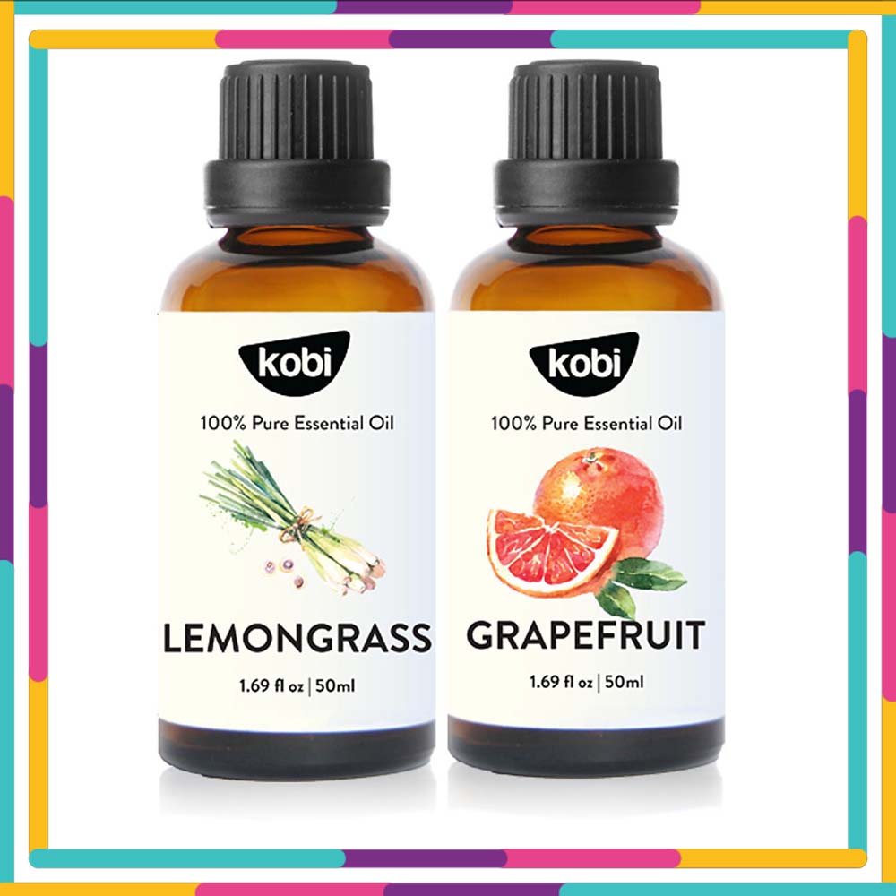 Combo Tinh Dầu Sả Chanh Kobi + Tinh Dầu Bưởi Hồng Kobi - Tinh Dầu Thiên Nhiên Nguyên Chất, Giúp Giảm Stress, Xua Đuổi Côn Trùng Và Khử Mùi Hiệu Quả, Thích Hợp Dùng Với Đèn Xông Và Máy Khuếch Tán