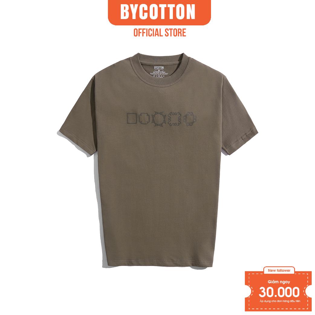 Áo Thun Ngắn Tay Cổ Tròn BY COTTON In Icon Nâu Đậm