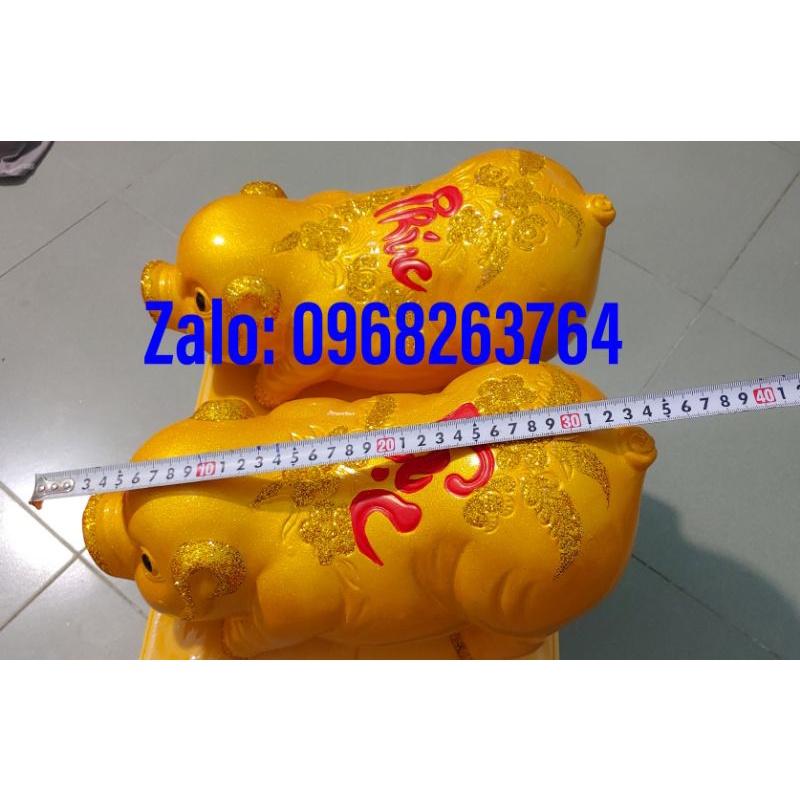 Heo đất tài lộc 33cm, sơn bóng phản quang, hàng cao cấp