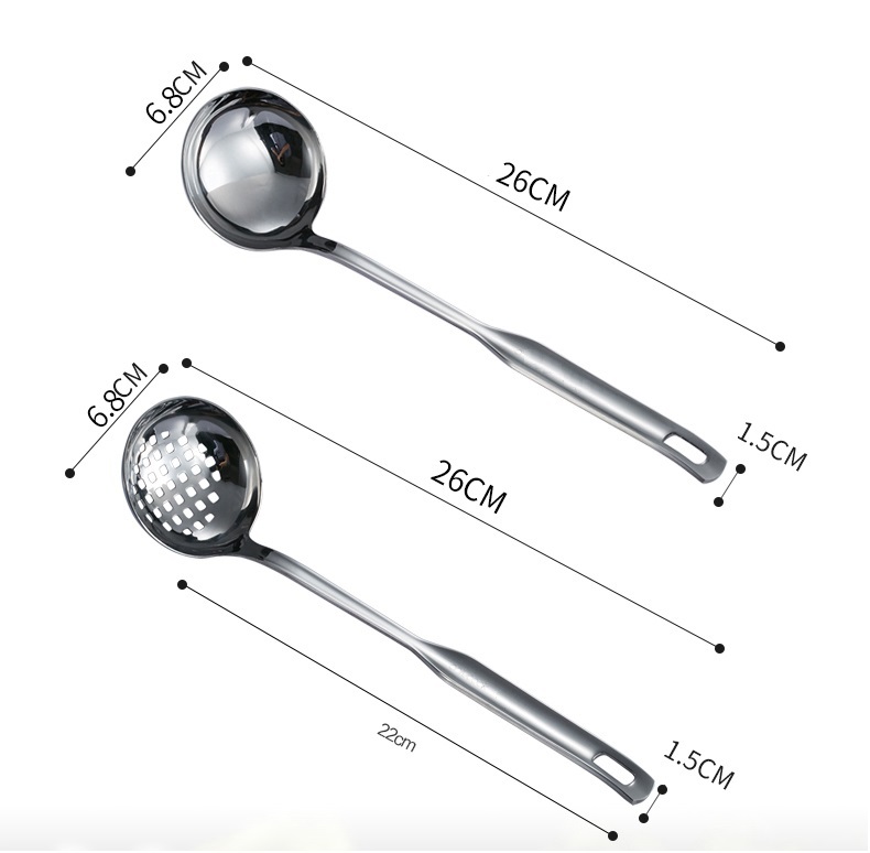 Set 2 muôi vá múc canh Inox 304  - 26x6.8cm