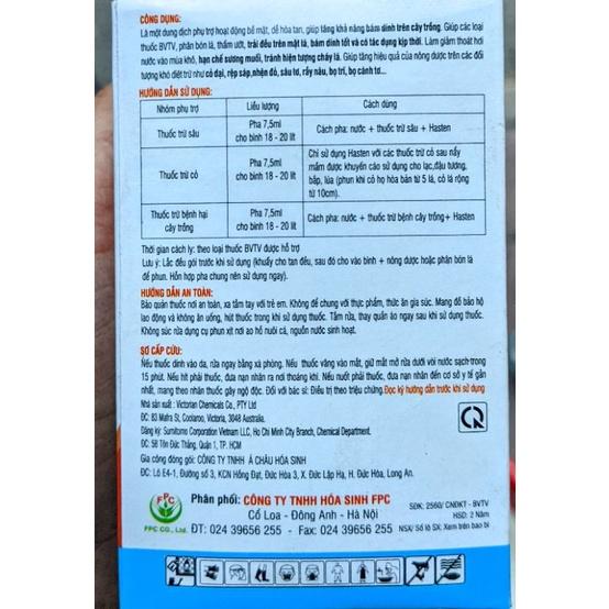 Chất phụ trợ Hasten thẩm thấu nhanh, lưu dẫn mạnh, tăng hiệu lực giảm bốc hơi, rửa trôi