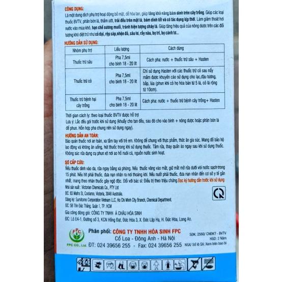 Chất phụ trợ Hasten (không phải bám dính) thẩm thấu nhanh, lưu dẫn mạnh, tăng hiệu lực giảm bốc hơi, rửa trôi