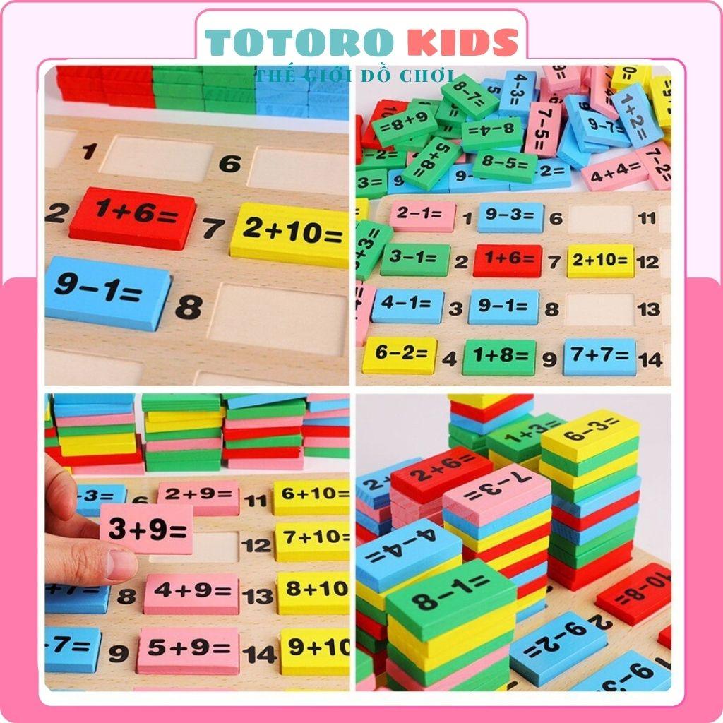 Bộ đồ chơi bằng gỗ Domino 110 quân toán học giáo dục xếp hình lắp ghép thông minh trí tuệ cho bé trai gái