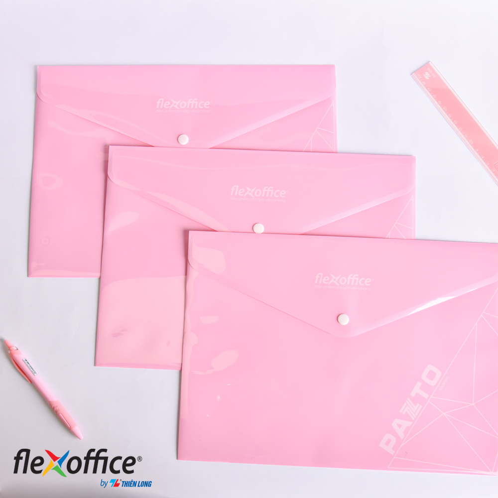 Combo 10 Bìa nút Pazto màu Pastel F4 Thiên Long Flexoffice FO-CBF010 - Màu ngẫu nhiên