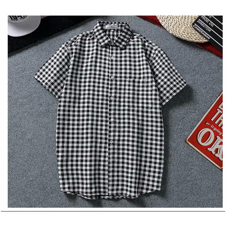 Áo sơ mi tay ngắn họa tiết sọc thời trang phong cách cho nam