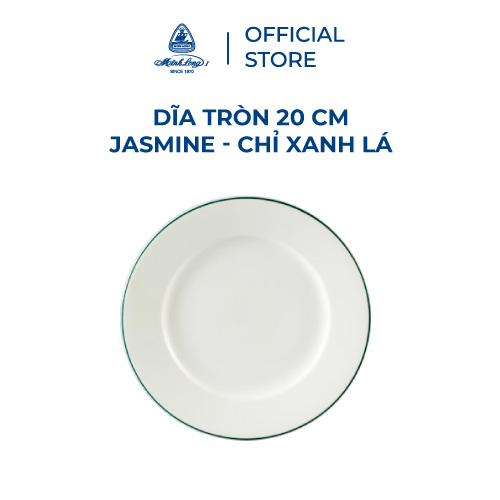 Dĩa Tròn Sứ Minh Long 20 cm - Jasmine - Chỉ Xanh Lá