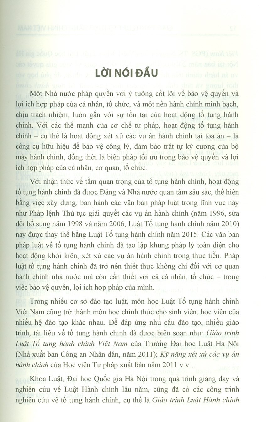 Giáo Trình Luật Tố Tụng Hành Chính Việt Nam - GS. TS. Phạm Hồng Thái, PGS.TS. Bùi Tiến Đạt - Tái bản lần thứ nhất -