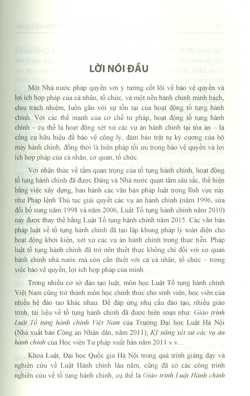 Giáo Trình Luật Tố Tụng Hành Chính Việt Nam - GS. TS. Phạm Hồng Thái, PGS.TS. Bùi Tiến Đạt (Đồng chủ biên) - Tái bản lần thứ nhất - (Bìa mềm)