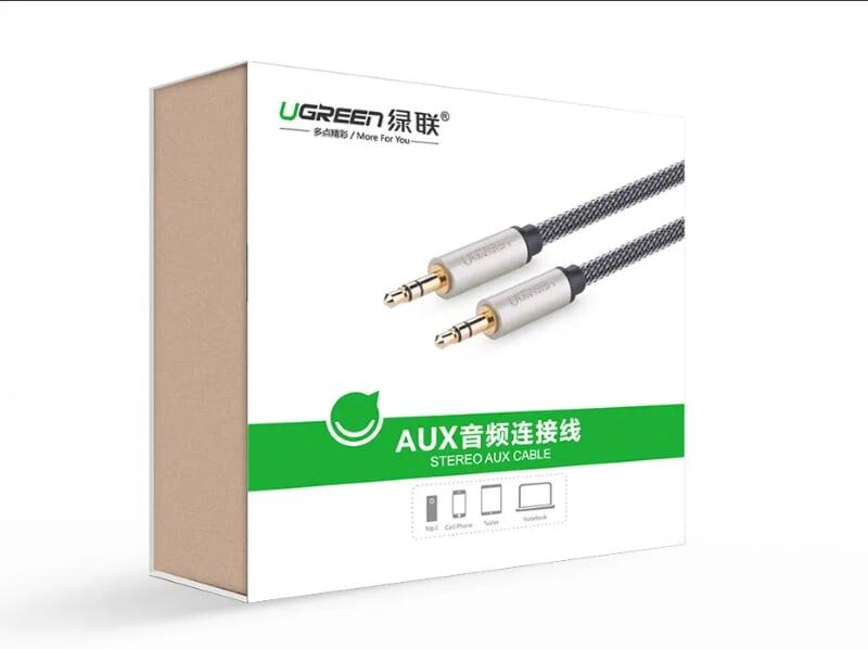 Ugreen UG40785AV125TK 10M màu Đen Cáp âm thanh 2 đầu 3.5mm dương đầu bọc kim loại cao cấp - HÀNG CHÍNH HÃNG