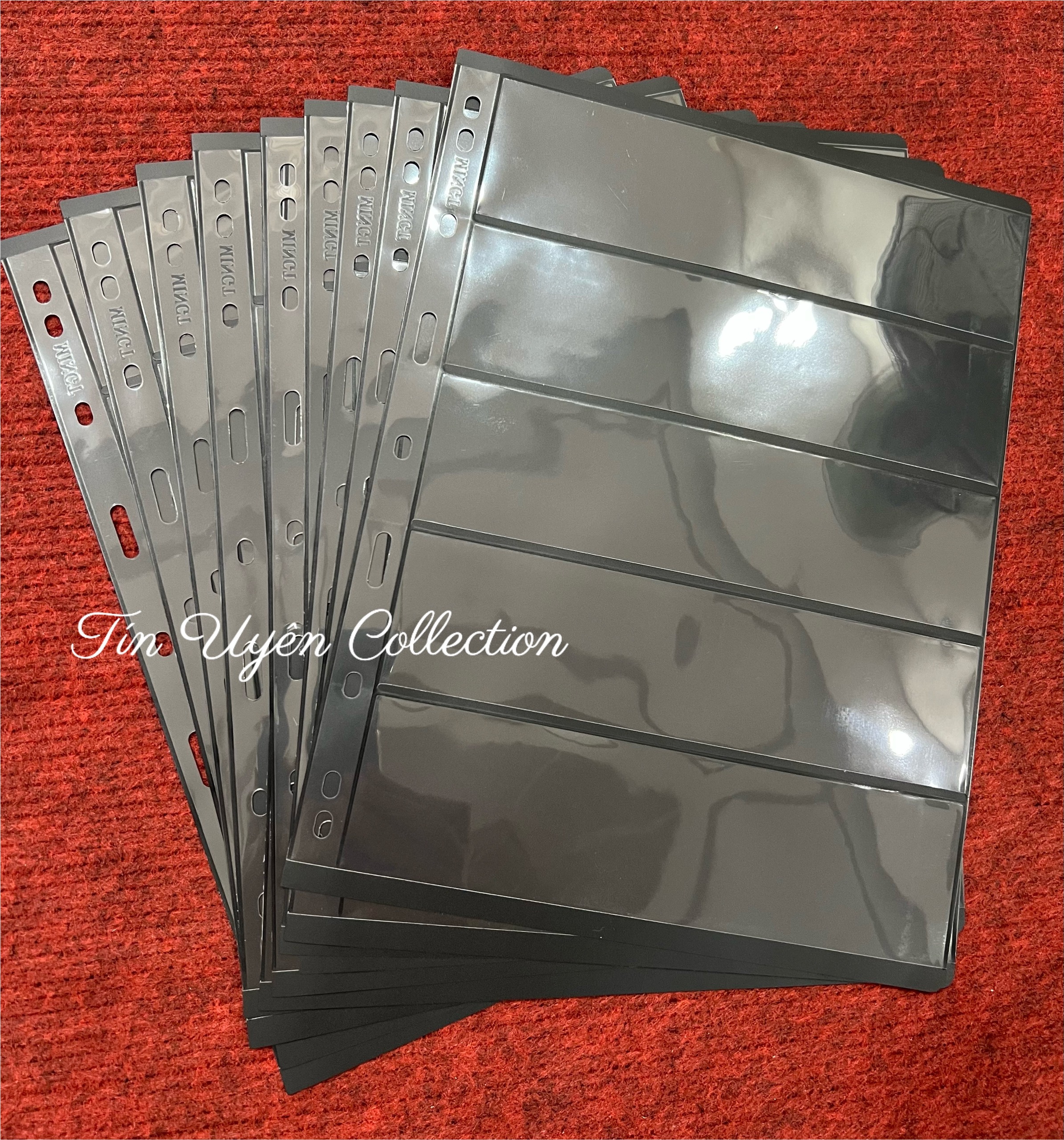 Combo 10 Phơi Tem 5 Ngăn Đen Đựng Tem 2 Mặt chính hãng Mingt - PCCB