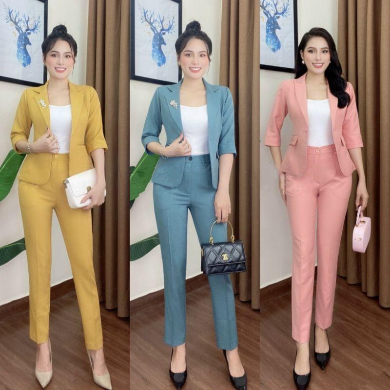 Set bộ Vest Nữ Tay Lỡ , Bộ Vest Công Sở Nữ Sang Trọng