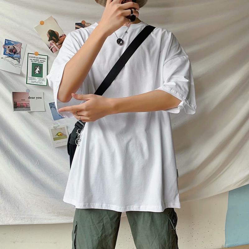 Áo Thun Ngắn Tay Form Rộng Màu Trơn Đơn Giản Dành Cho Nam