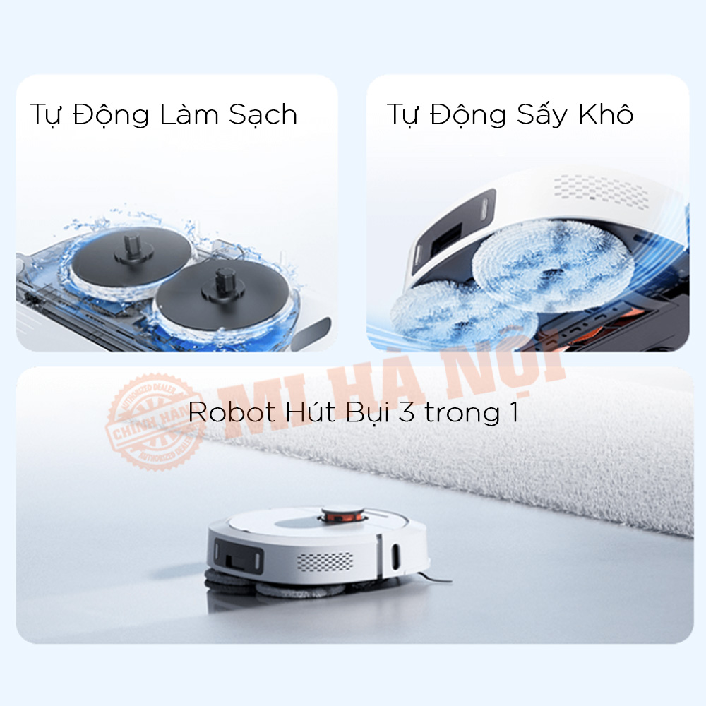 Robot Hút Bụi Lau Nhà XIAOMI ROIDMI EVA Tự Đổ Rác, Giặt Giẻ, Sấy Khô Diện Tích Hoạt Động 250m2 Công Suất 48W Áp Suất 3200 Pa - Hàng Chính Hãng