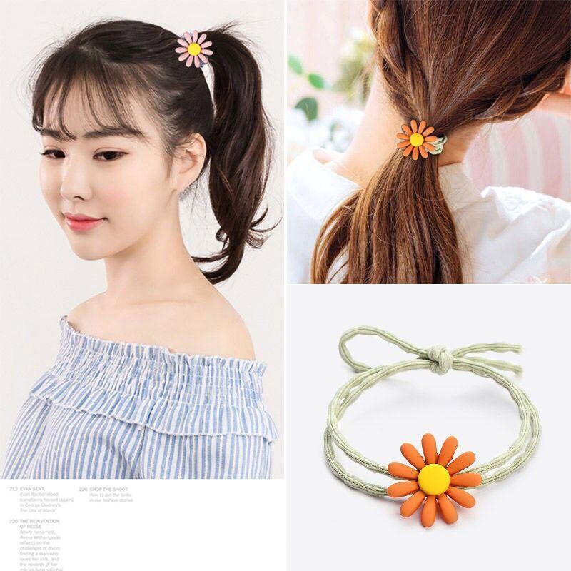Sét 5 Chun buộc tóc Daisy hoa cúc loại đẹp - Chun buộc tóc, cột tóc hoa cúc siêu xinh siêu đáng yêu