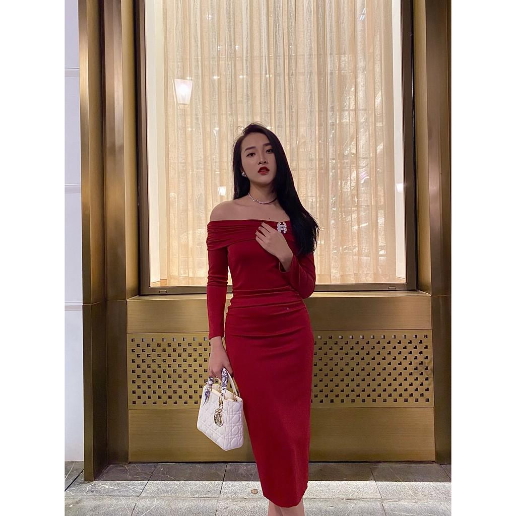 Đầm thun lụa trễ vai thiết kế LemonLove
