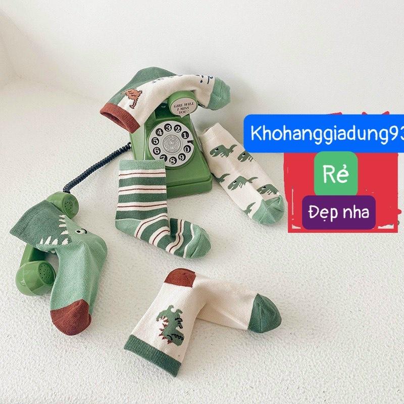 Set 5 đôi tất thêu hình khủng long dày dặn cho Bé Yêu