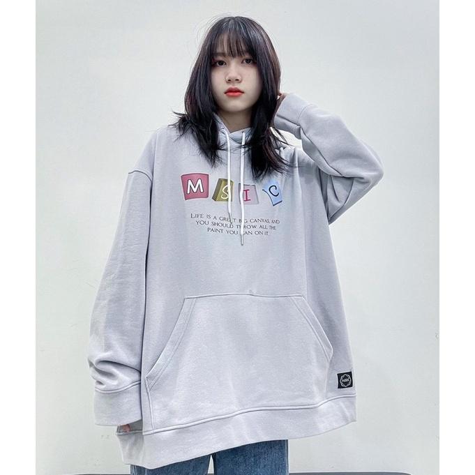 ♞▩☒Áo Hoodie Canva Xám trắng