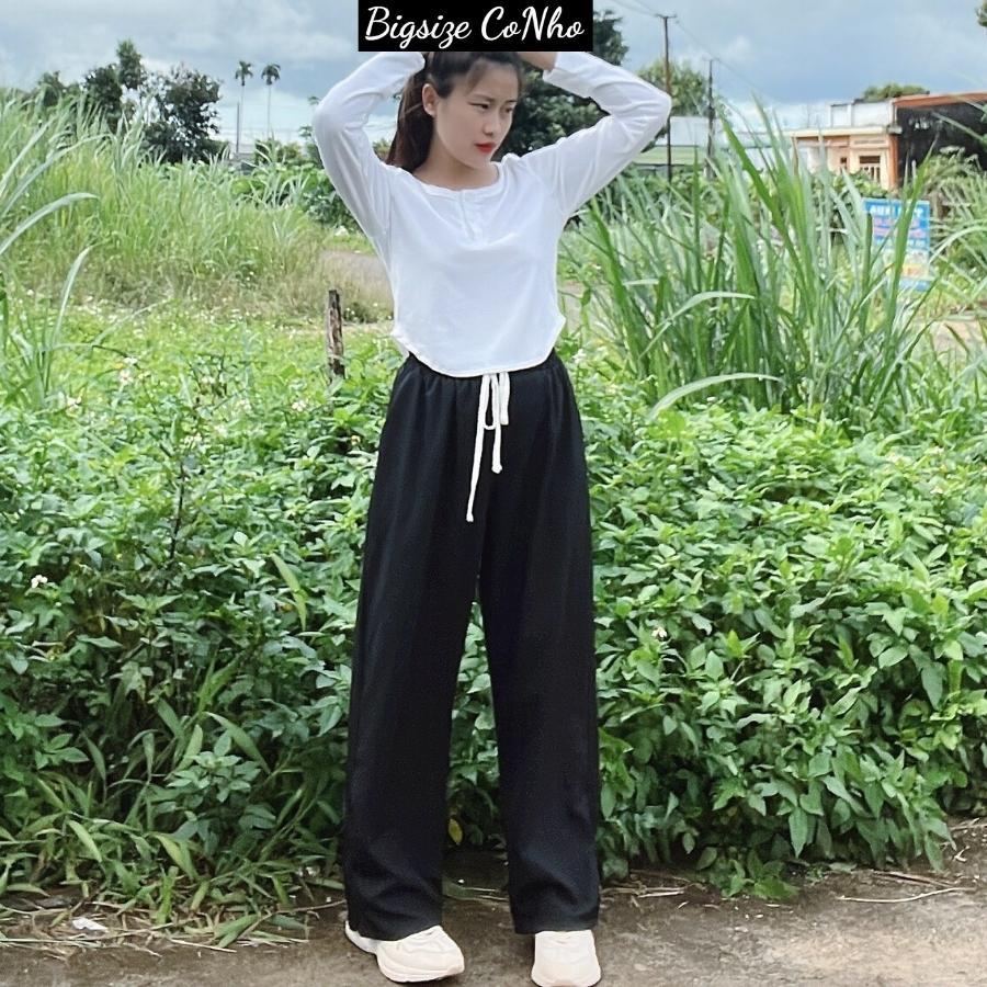 Quần suông dài xẻ tà bigsize nữ khóa kéo QK - Màu Đen