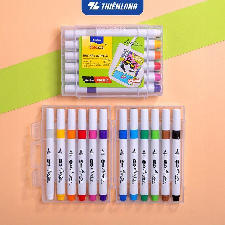 Hộp 12 Bút Lông Màu Thiên Long Acrylic Markers ACM-C017