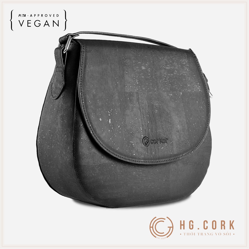 Túi Đeo Chéo Nữ Cao Cấp - SADDLE BAG - HGcork Corkor CK246 - Vật liệu da cork thực vật thuần chay - Sản phẩm Handmade, Sản xuất tại Bồ Đào Nha