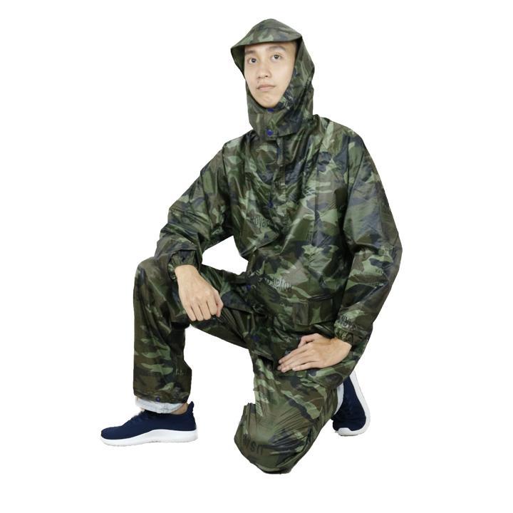 Bộ Aó Quần Mưa Vải Dù Màu Lính Lằn Ri Cao Cấp Chống Thấm Cao Cấp Size XXL