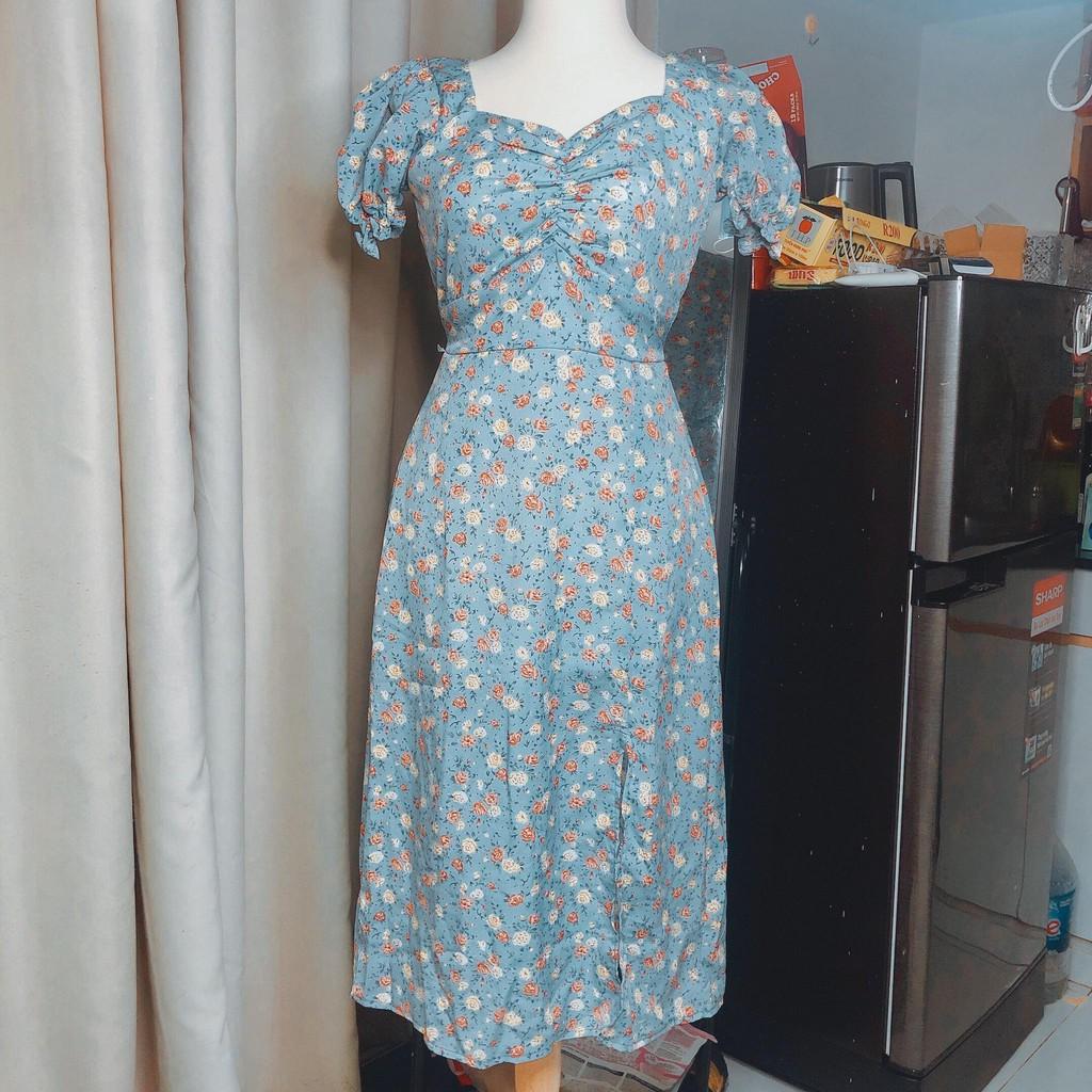 ĐẦM HOA NHÍ XANH VÀNG – TIỂU THƯ XẺ ĐÙI TAY PHỒNG – ĐẦM DẠO PHỐ - GD078