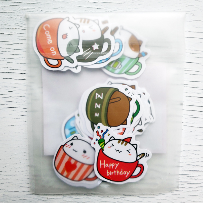 Sticker Bịch Mèo Ly Cảm Xúc Cute