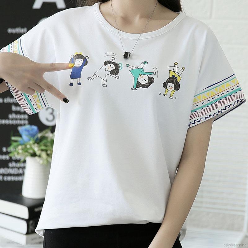Áo thun nữ cổ tròn ngắn tay in hình thời trang