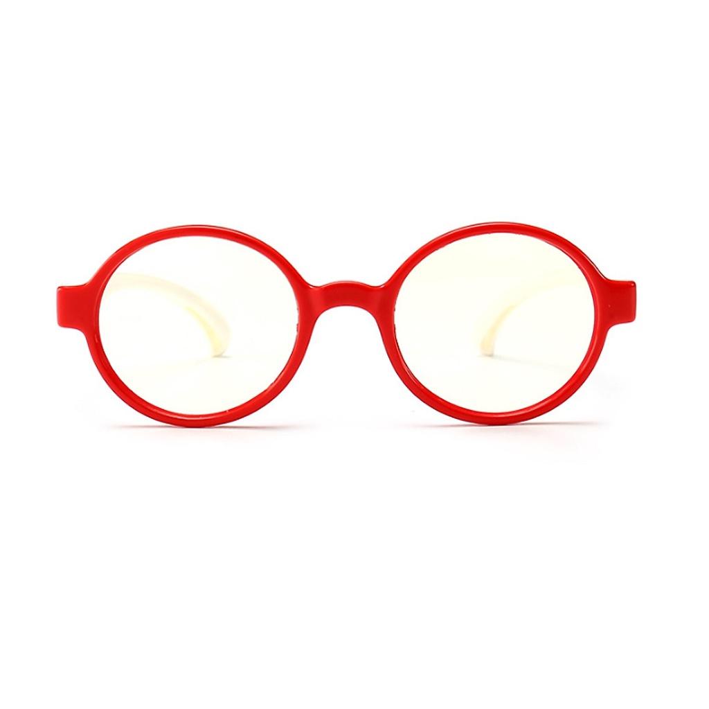 Kính gọng dẻo tròn trẻ em, Kính Nobita thời trang cho bé TN18- Đỏ Trắng