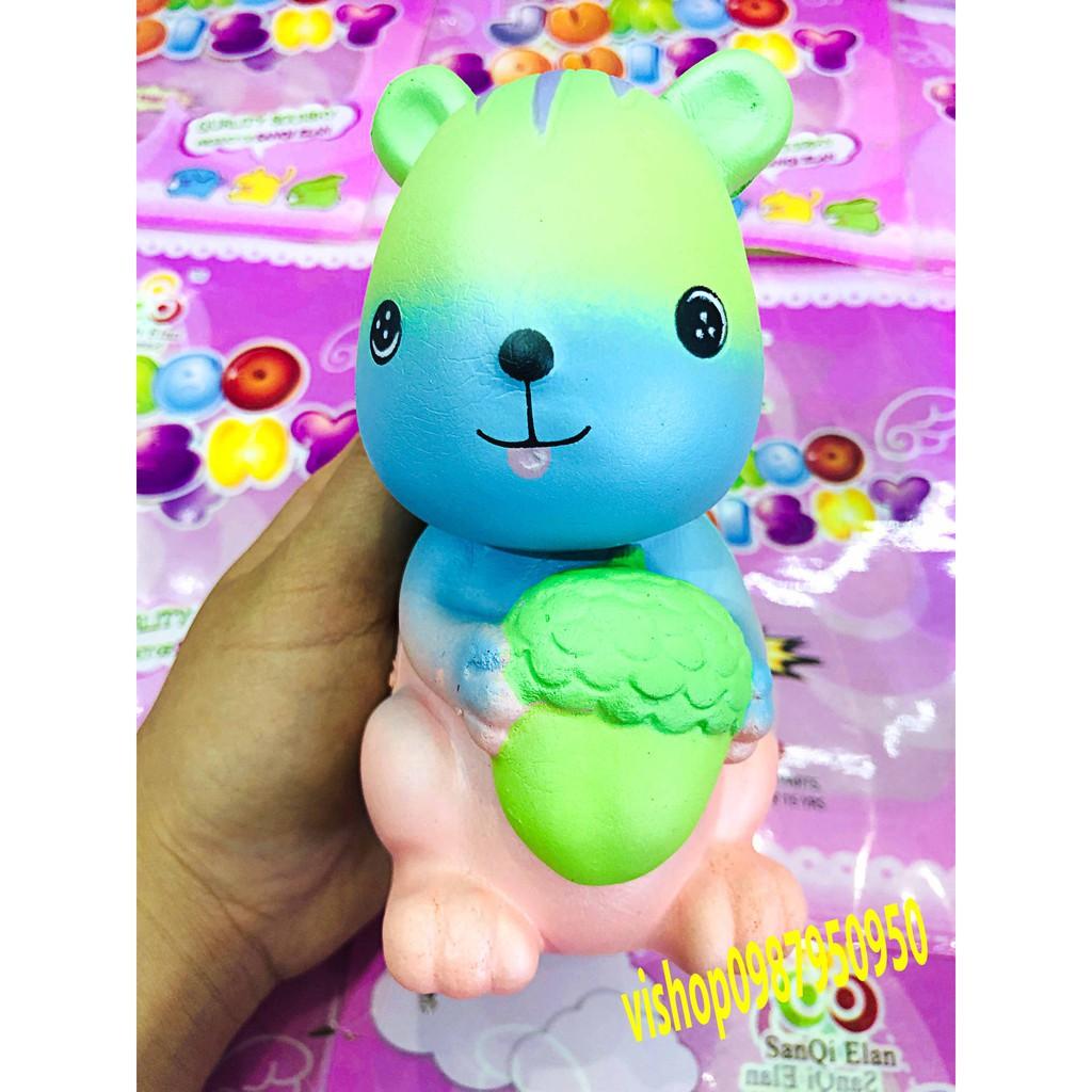 ĐỒ CHƠI SQUISHY SÓC ÔM DÂU XANH mã ZEH5 Nh232