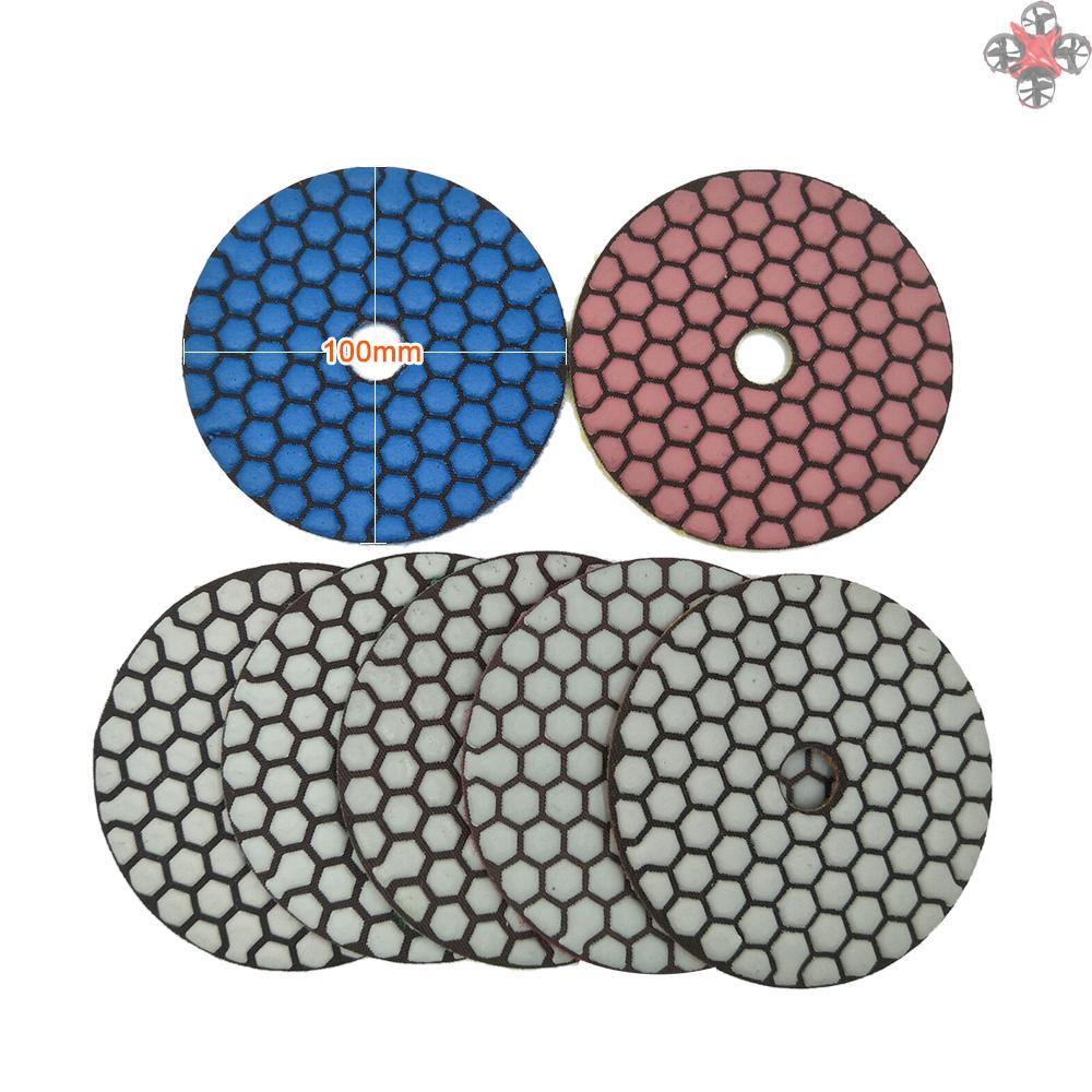 7PCS 4 Inch Set Wet Dry Diamond Polishing Pads For Granite Concrete Marble