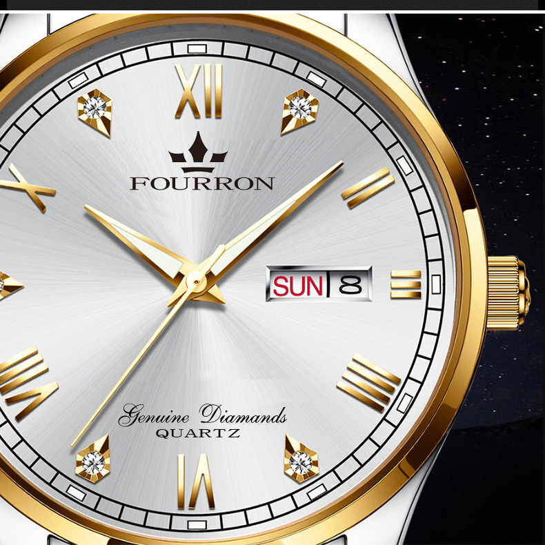 Đồng hồ nam FOuRRON F288 santafe watch 2020 chạy 2 Lịch dây thép không gỉ cao cấp