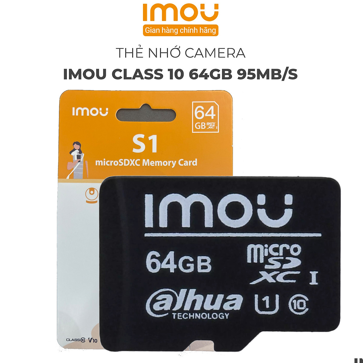 Thẻ nhớ IMOU microSD 32GB ST2-32-S1 đọc up tối đa lên tới 95 MB/s, Tối đa lên tới 38Mb/s chuyên dùng camera wifi, điện thoại, máy ảnh- Hàng chính hãng bảo hành 24 tháng