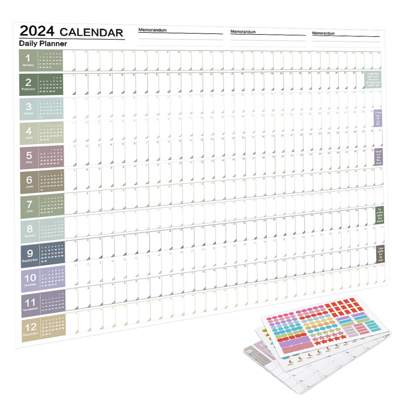 Wall Hanging Calendar 2024 Yearly Calendar Planner for Classroom House Tasks
