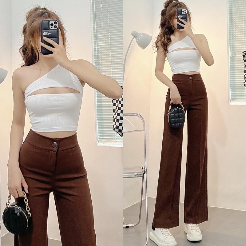 Áo Croptop Cắt Kiểu 1 Vai Xẻ Ngực Siêu Xinh ( ẢNH THẬT 100