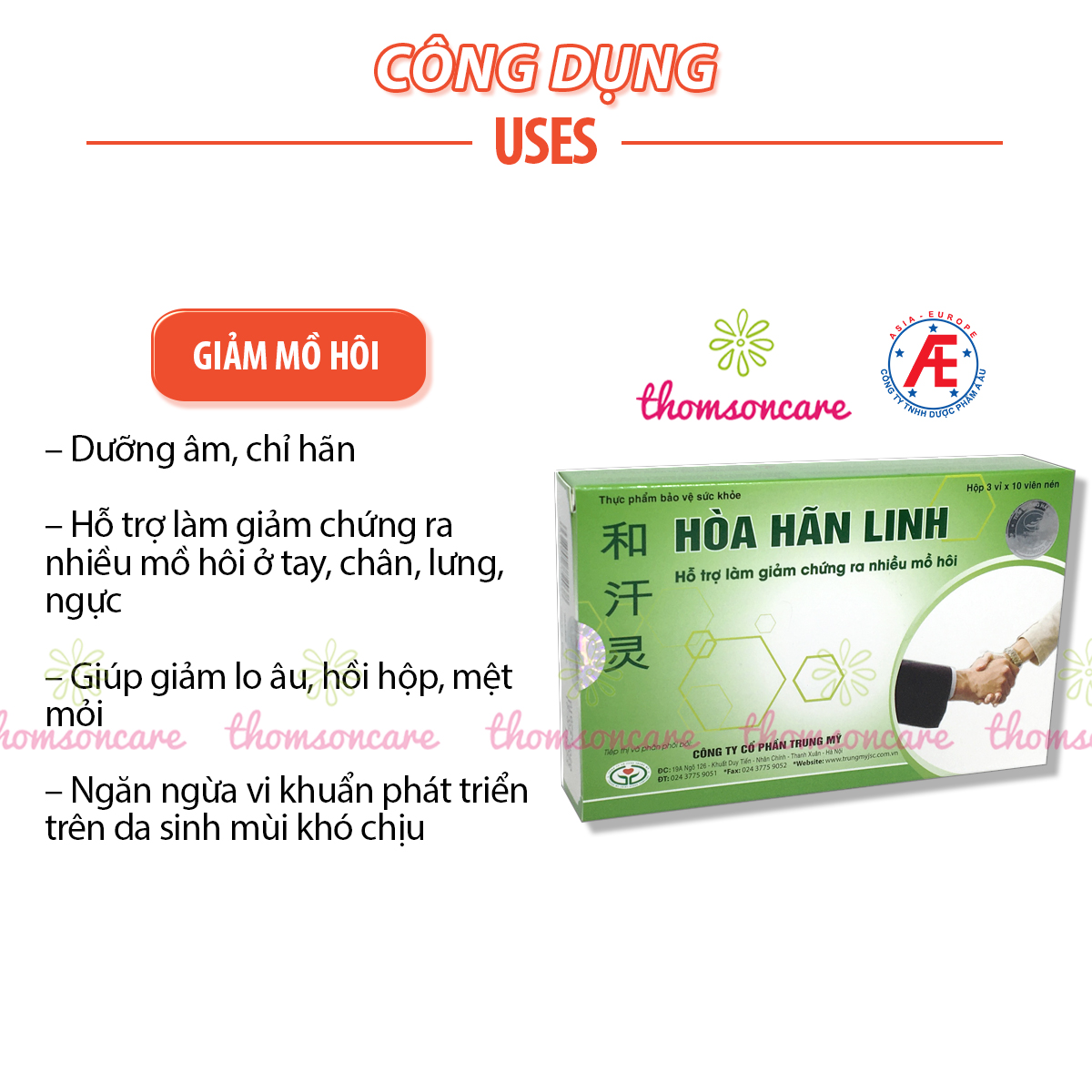 Hòa Hãn Linh - Hỗ trợ giảm mồ hôi tay chân - Khuyến mại mới - Mua 6 tặng 1 bằng tem tích điểm Á Âu