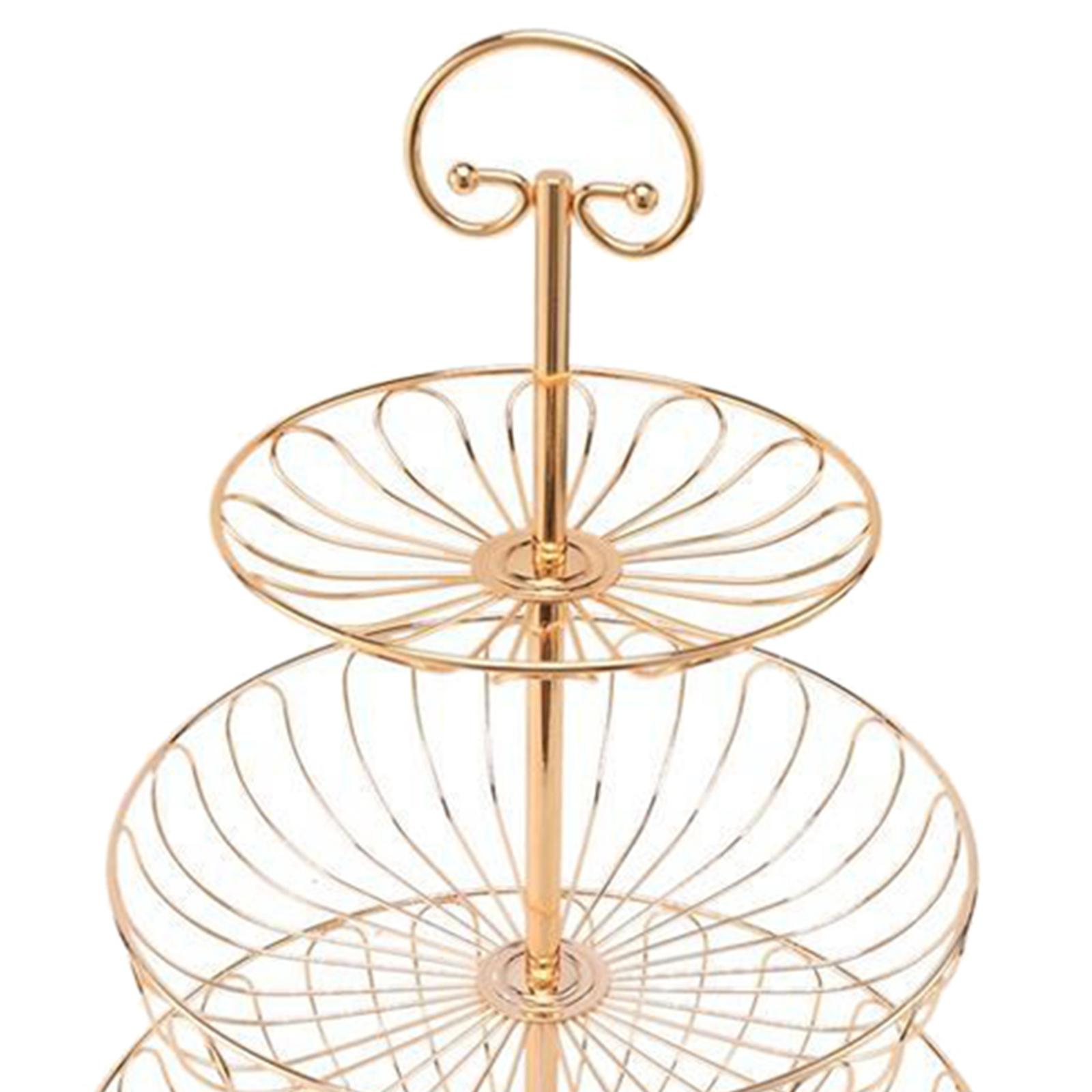 3 Layers Wire Basket Stand Kitchen Countertop Organizer Fruit Vegetable Bowl