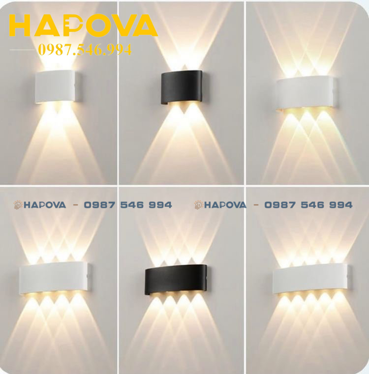 Đèn trang trí tường, đèn ốp tường ngoài trời hình bán nguyệt HAPOVA BUTTER 3001 Vỏ hợp kim chống nước