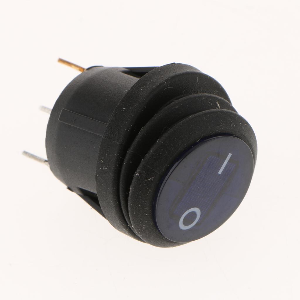 3 pieces 12V 200V Car Truck Round Rocker Toggle LED Switch Blue Light On-off Control
