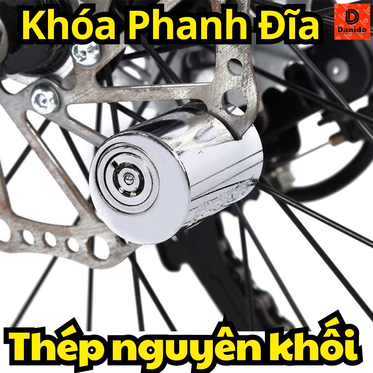 [THÉP NGUYÊN KHỐI] Khóa thép phanh đĩa xe máy chống trộm, khoá phanh đĩa chất liệu 100% thép nguyên khối cho moto, xe máy, xe đạp D Danido