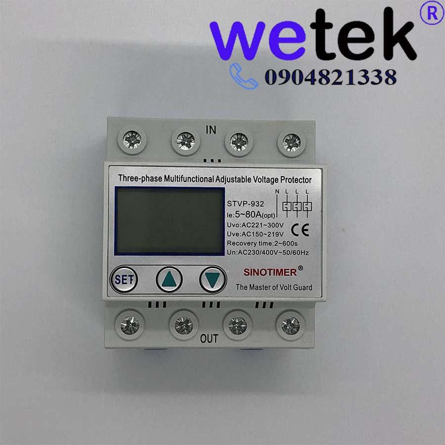 STVP-932 80A Rơ le điện áp 3 pha điện tử hiện số Sinotimer, dân dụng công nghiệp