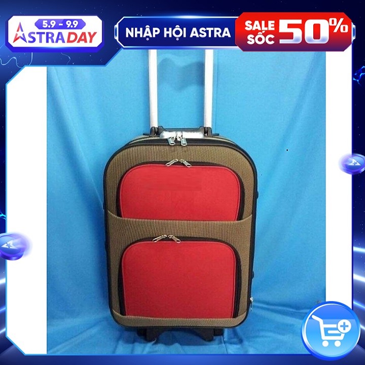 Vali Kéo Du Lịch Laka Màu Nâu Phối đỏ Có Nắp - 22 Inch