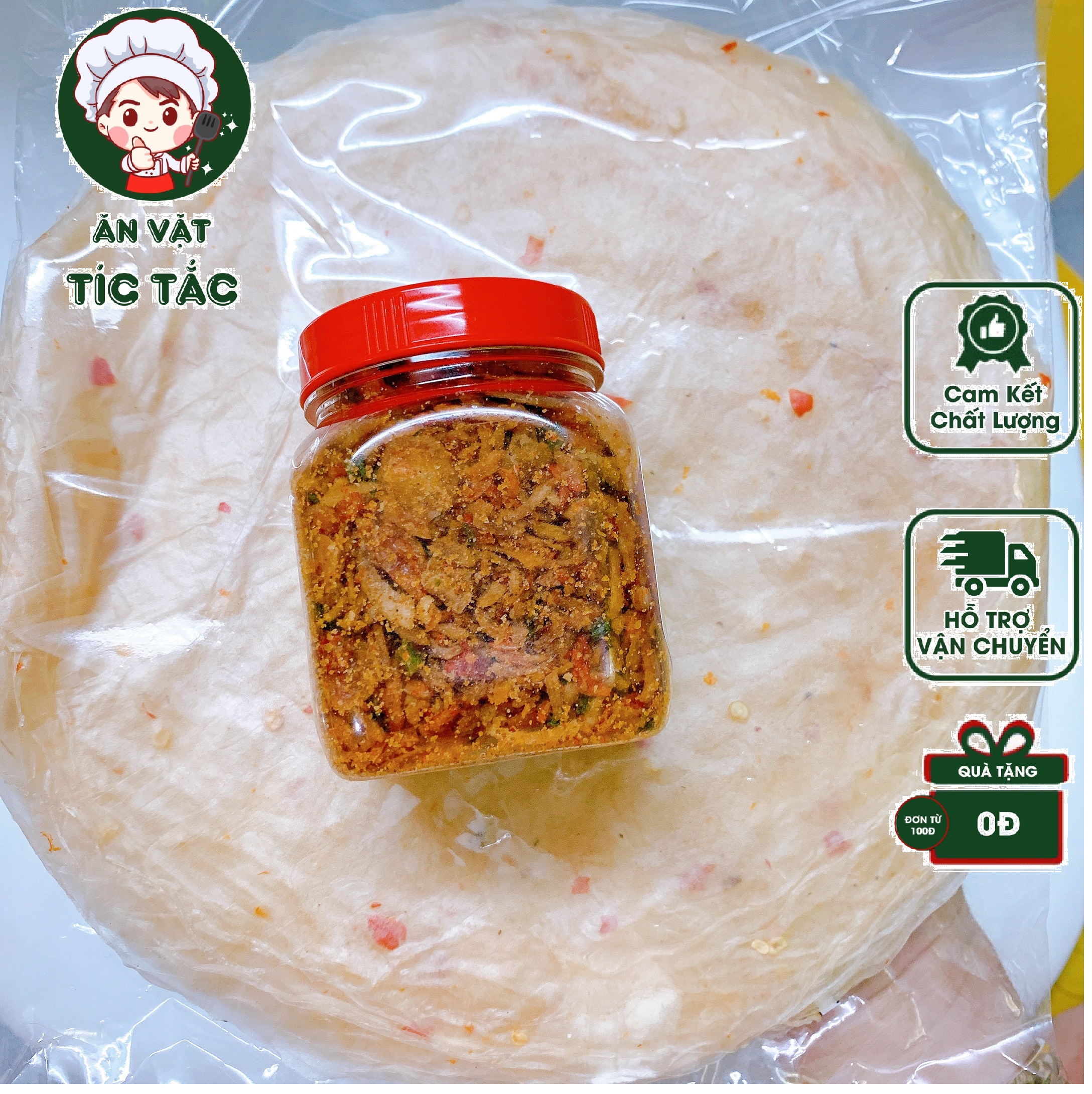 Combo 300g Bánh Tráng Phơi Sương Muối Tôm Hành Phi Tíc Tắc (Bánh dẻo ớt mỏng dẻo)