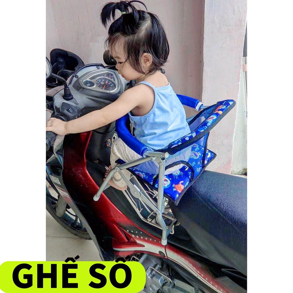 Ghế ngồi xe số có dây an toàn cho bé , GHẾ SỐ XẾP SẮT SƠN TĨNH ĐIỆN CÓ DÂY ĐAI