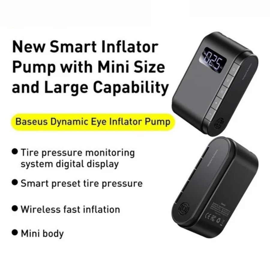 Máy bơm hơi, bơm lốp đa năng cầm tay Baseus Dynamic Eye Inflator Pump - LV900 [Hàng chính hãng]