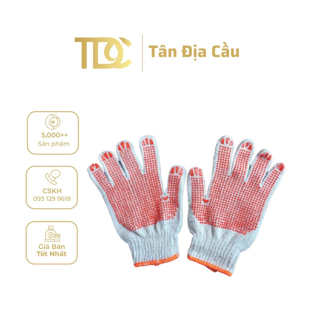 Găng Tay Vải Phủ Hạt Nhựa Cam - Tandiacau