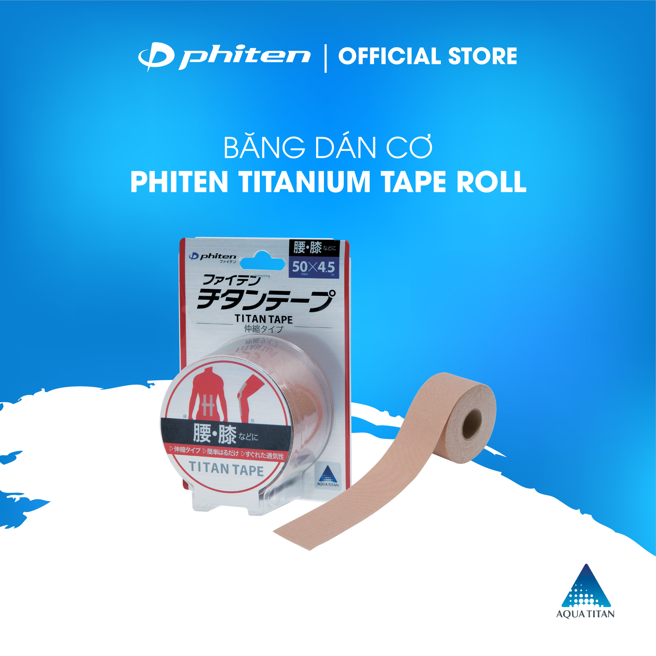Băng dán cơ giảm đau Phiten titanium tape roll PU710129