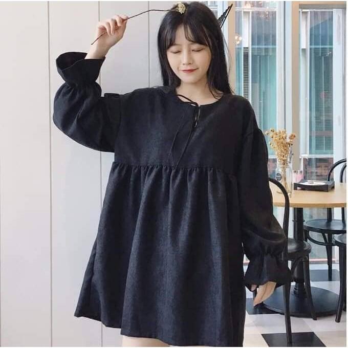 Đầm babydoll nhún bèo dễ thương