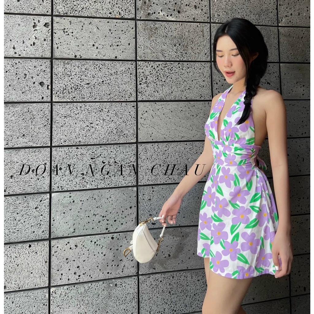 Váy hoa cổ yếm 3 màu sắc xinh xắn dạo phố, đi biển